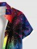 Plus Size Coconut Tree Colorful Ombre Galaxy Print Hawaii Button Pocket Shirt For Men -  