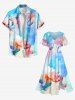 Plus Size Watercolor Tie Dye Ombre Floral Butterfly Print Hawaii Split Pocket A Line Midi Dress -  