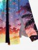 Plus Size Coconut Tree Colorful Ombre Galaxy Print Hawaii Split Pocket A Line Midi Dress -  