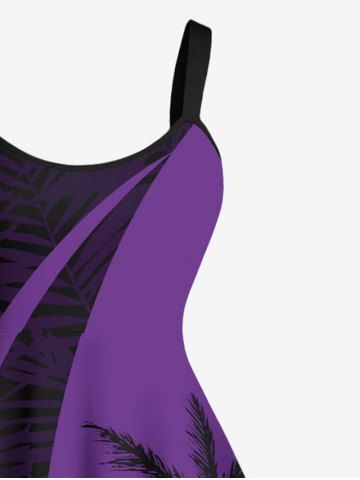 Plus Size Coconut Tree Tropical Leaf Print Hawaii Tank Dress