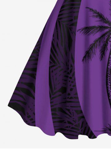 Plus Size Coconut Tree Tropical Leaf Print Hawaii Tank Dress