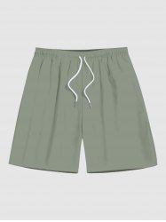 Plus Size Solid Color Hawaii Beach Shorts For Men -  