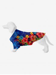Pet's Floral Tropical Leaves Printd Hawaii Button Shirt -  