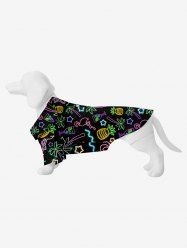 Pet's Neon Light Coconut Tree Pineapple Flamingo Star Print Hawaii Button Shirt -  
