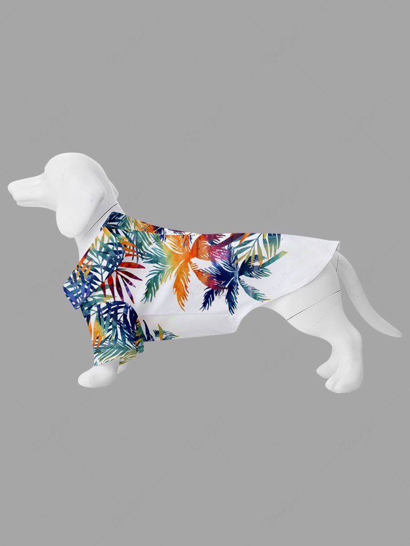 Latest Pet's Colorful Coconut Tree Branch Leaves Print Hawaii Button Shirt  