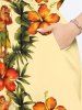 Tenue de Plage Hawaiien Imprimé Feuilles Tropicales Grande Taille Mignon - Jaune 