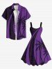 Robe Débardeur Hawaïen Feuille Arbre Noix de Coco Imprimé de Grande Taille - Pourpre  5X