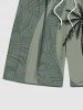 Plus Size Tropical Leaf Coconut Tree Print Beach Shorts -  