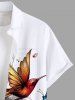 Plus Size Flower Leaf Bird Print Buttons Pocket Hawaii Shirt For Men -  