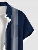 Plus Size Tropical Flowers Stripe Print Buttons Pocket Hawaii Shirt For Men -  