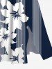 Robe Mi-Longue Hawaïen Fendue Fleur Tropicale Imprimée de Grande Taille - Noir 4X