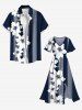 Robe Mi-Longue Hawaïen Fendue Fleur Tropicale Imprimée de Grande Taille - Noir 5X