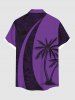 Plus Size Coconut Tree Tropical Leaf Print Buttons Pocket Hawaii Shirt For Men -  