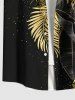 Plus Size Metallic Tropical Leaf Print Buttons Pocket Hawaii Shirt For Men -  