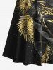 Plus Size Metallic Tropical Leaf Print Cold Shoulder Crisscross Hawaii Maxi Dress -  