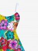 Robe Débardeur Trapèze Imprimée à Feuilles Tropicales Colorées Grande Taille - Multi-F S