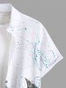 Plus Size Anchor Sea Painting Splatter Print Hawaii Button Pocket Shirt For Men -  