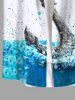 Plus Size Anchor Sea Painting Splatter Print Hawaii Button Pocket Shirt For Men -  