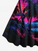 Plus Size Coconut Tree Sea Moon Cloud Ombre Dusk Print Hawaii A Line Tank Dress -  