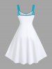 Robe Caftan Ligne A Peinture Eclaboussée Océan Imprimés de Grande Taille - Blanc 2X