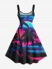 Plus Size Coconut Tree Sea Moon Cloud Ombre Dusk Print Hawaii A Line Tank Dress -  