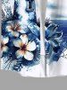 Plus Size Floral Sea Observation Deck Bird Print Hawaii Button Pocket Shirt For Men -  