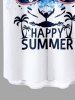 Plus Size Coconut Tree Letter Tie Dye Tiger Sunglasses Print Hawaii Button Pocket Shirt For Men -  