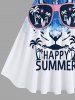 Plus Size Coconut Tree Letter Tie Dye Tiger Sunglasses Print Hawaii Vintage Swing A Line Dress -  