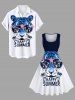 Plus Size Coconut Tree Letter Tie Dye Tiger Sunglasses Print Hawaii Vintage Swing A Line Dress -  