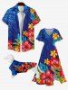 Pet's Floral Tropical Leaves Printd Hawaii Button Shirt -  
