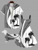 Pet's Coconut Tree Tropical Leaves Curve Print Hawaii Button Shirt -  
