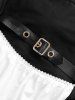 Plus Size Grommets Lace-up Buckle Panel Ruched Lace Trim Tulip Hem Dress -  