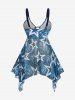 Maillot de Bain Tankini Asymétrique Panneau Vague de Mer Imprimée - Bleu 2XL