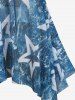 Maillot de Bain Tankini Asymétrique Panneau Vague de Mer Imprimée - Bleu 2XL