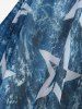 Maillot de Bain Tankini Asymétrique Panneau Vague de Mer Imprimée - Bleu 2XL