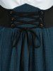 Plus Size Grommets Lace-up Buckle Panel Ruched Lace Trim Tulip Hem Dress -  