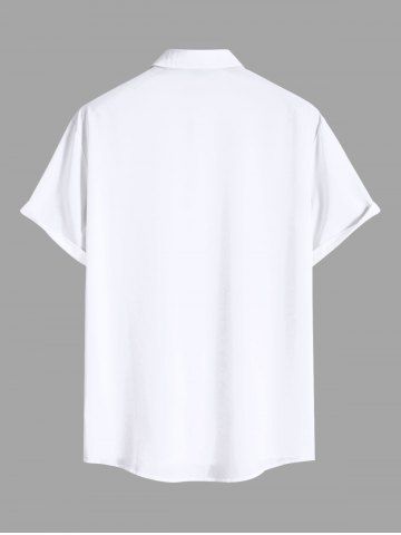 Plus Size Hibiscus Flower Leaf Print Buttons Pocket Hawaii Shirt For Men