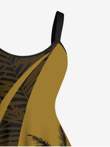 Plus Size Coconut Tree Tropical Leaf Print Hawaii Tank Dress