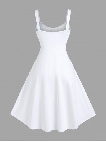 Plus Size Hibiscus Flower Leaf Print Hawaii Tank Dress