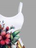 Flower Leaf Bird Print Plus Size Matching Hawaii Beach Outfit For Couples - Blanc 