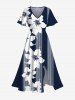 Tropical Flowers Stripe Print Plus Size Matching Hawaii Beach Outfit For Couples -  