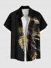 Metallic Tropical Leaf Print Plus Size Matching Hawaii Beach Outfit For Couples -  
