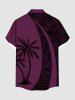 Chemise Imprimé Cocotier à Feuilles Tropicales à Boutons Grande Taille avec Poche pour Homme - Rouge foncé L