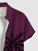 Chemise Imprimé Cocotier à Feuilles Tropicales à Boutons Grande Taille avec Poche pour Homme - Rouge foncé L