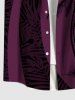 Chemise Imprimé Cocotier à Feuilles Tropicales à Boutons Grande Taille avec Poche pour Homme - Rouge foncé L