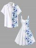 Plus Size Hibiscus Flower Leaf Print Hawaii Tank Dress -  