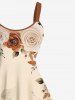 Plus Size Ombre Rose Flower Leaf Branch Print Hawaii A Line Tank Dress -  