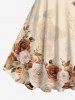 Plus Size Ombre Rose Flower Leaf Branch Print Hawaii A Line Tank Dress -  