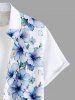 Plus Size Hibiscus Flower Leaf Print Buttons Pocket Hawaii Shirt For Men -  