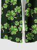 Plus Size St. Patrick's Day Clover Leaf Print Buttons Pocket Shirt For Men -  